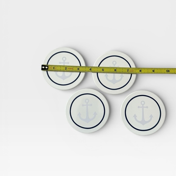 Ceramic Drink Coasters with Anchors - Picture 3 of 3